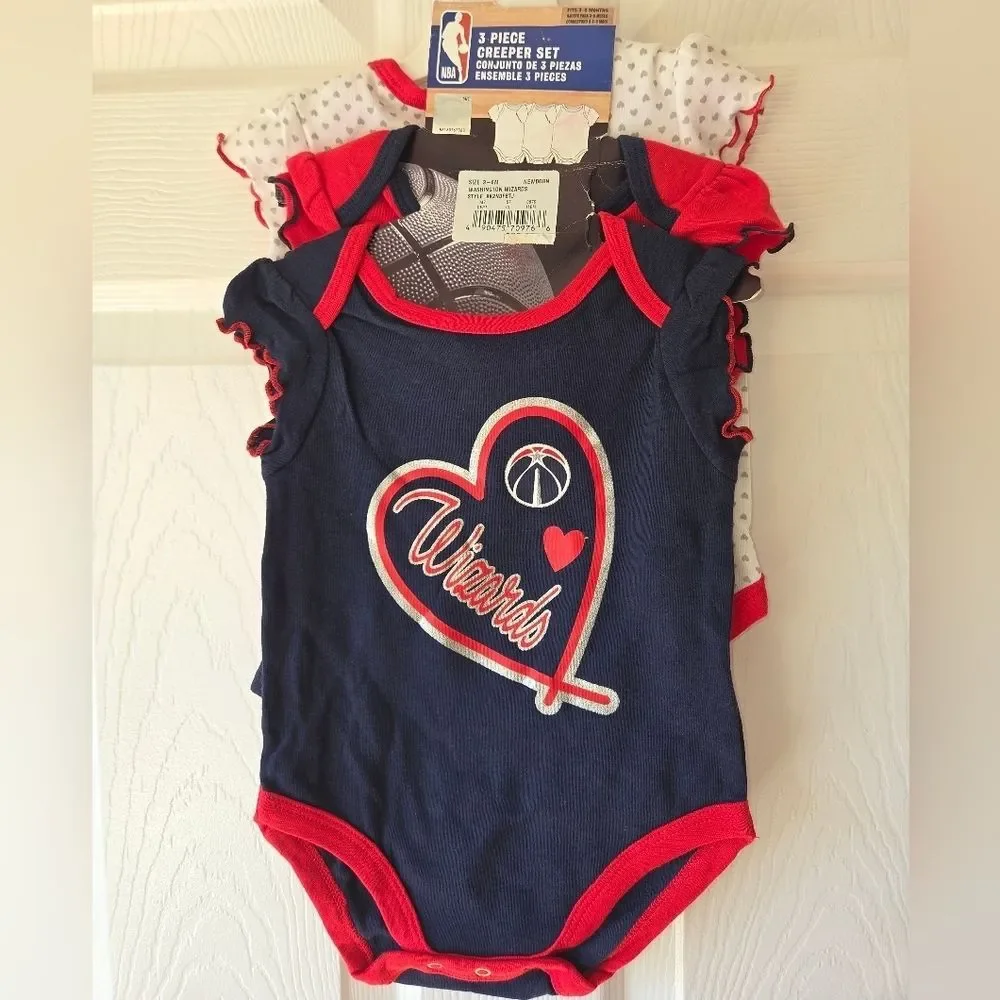 Washington Wizards Baby Girl Set 0-3M, 3-6M, 6-9M, 18M 3pc NWT NBA Basketball